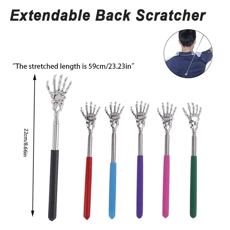 Extendable Back Scratcher Stainless Steel Scratching Massage Tool Ghost Design Portable Metal Extending Back Scratcher