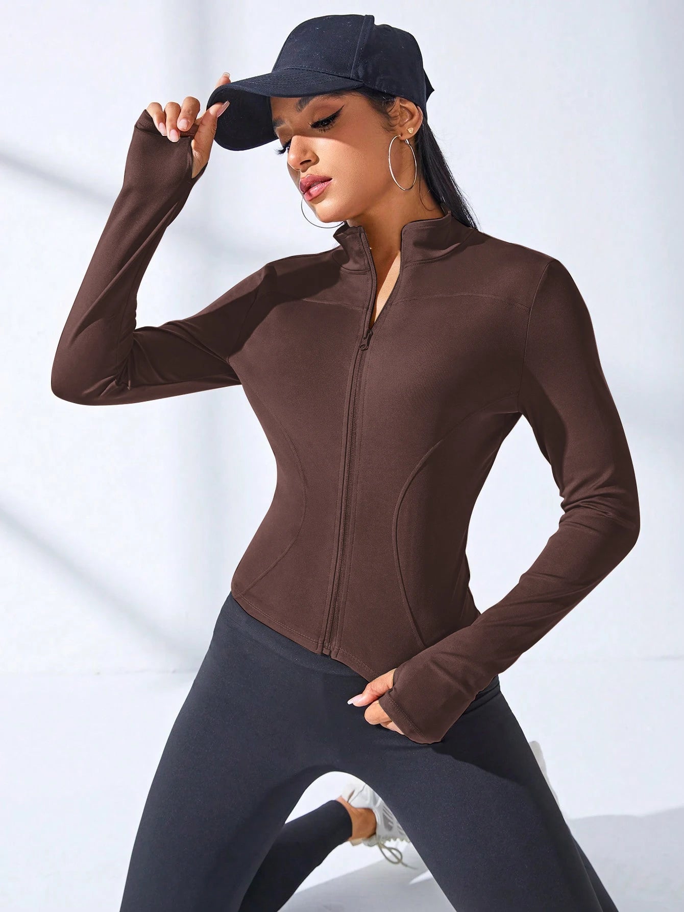 New Yoga Coat Short Sports Jacket WOMEN'S Fitness Clothes Slimming Body Sculpting Zipper Yoga Jacket