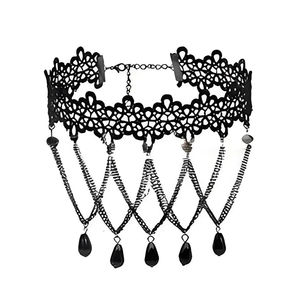 Lady Chokers Leaf Tassel Women Neck Jewelry Accessory Girl Lace Gothic Vintage Sexy Fashion Velvet Rose Beads Flower Necklace