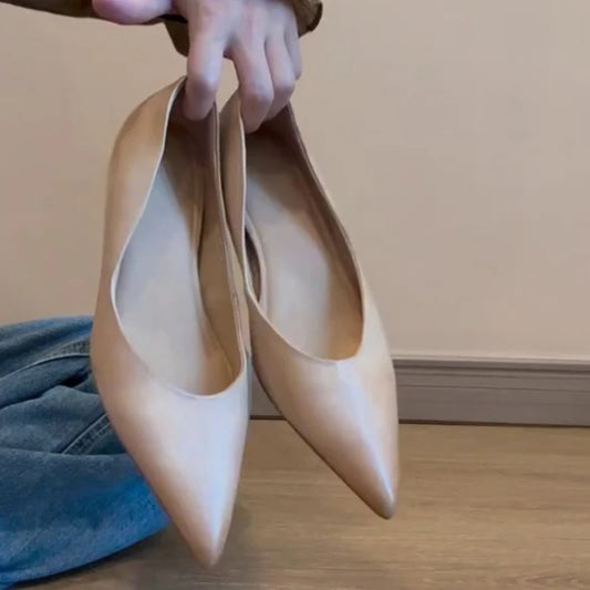 High-quality Simple and Stylish Soft Shallow Mouth Pointed Heel Sandals Shoes 2025 Outside New Retro Comfort Soft