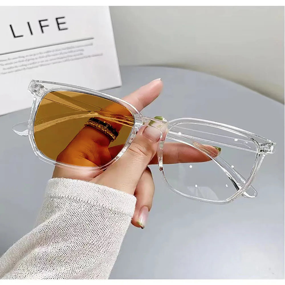 Men and women's flat mirror glasses couple Photochromic glasses Eyewear Accessories