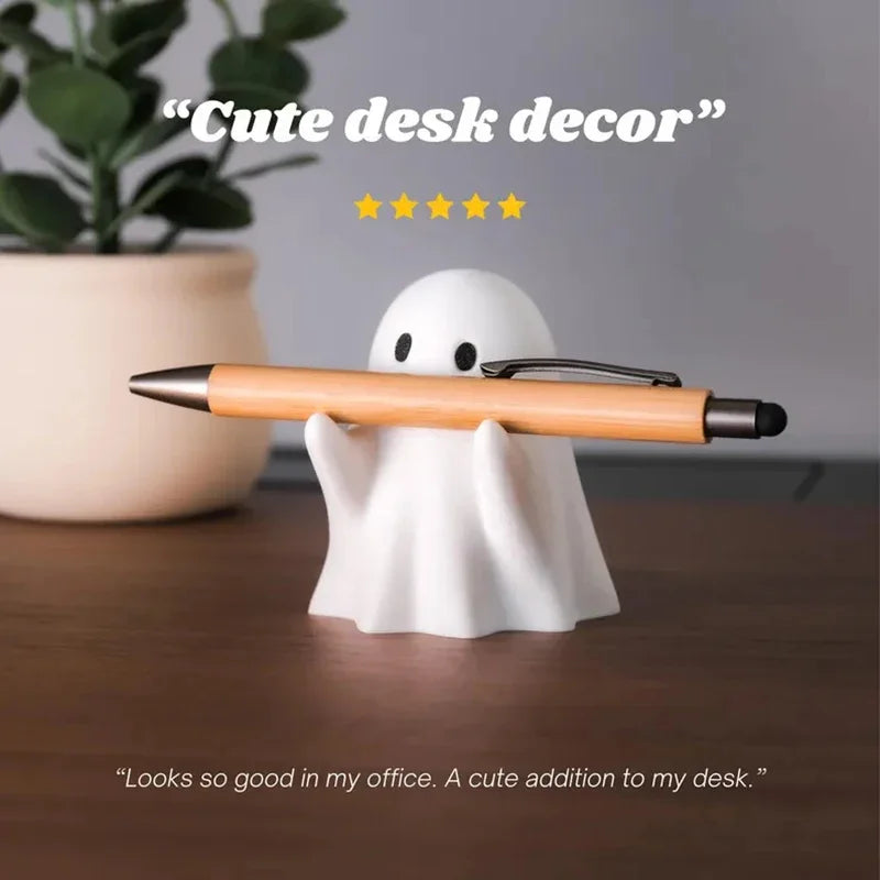 Funny Ghost Pen Holder Spooky Ghost Figurine Design Pencil Holder for Desk Organizer Accessory Gifts for Families Friends