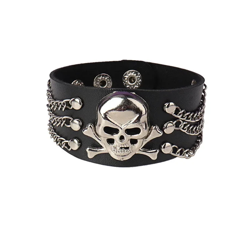New PU Leather Studded Bracelet Punk Bracelet Adjustable Goth Cuff Bracelet Gothic Rivet Buckle Wristband for Men Women