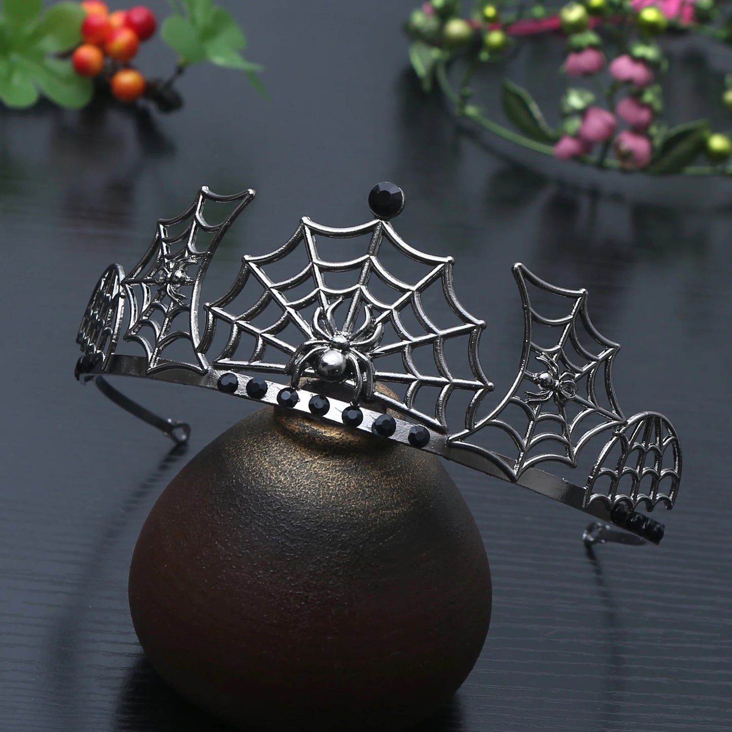 1pc Dark Goddess Gothic Style Niche Design Spider Web Crown Headpiece Makeup Ball Vampire Role-playing Hair Crown Halloween