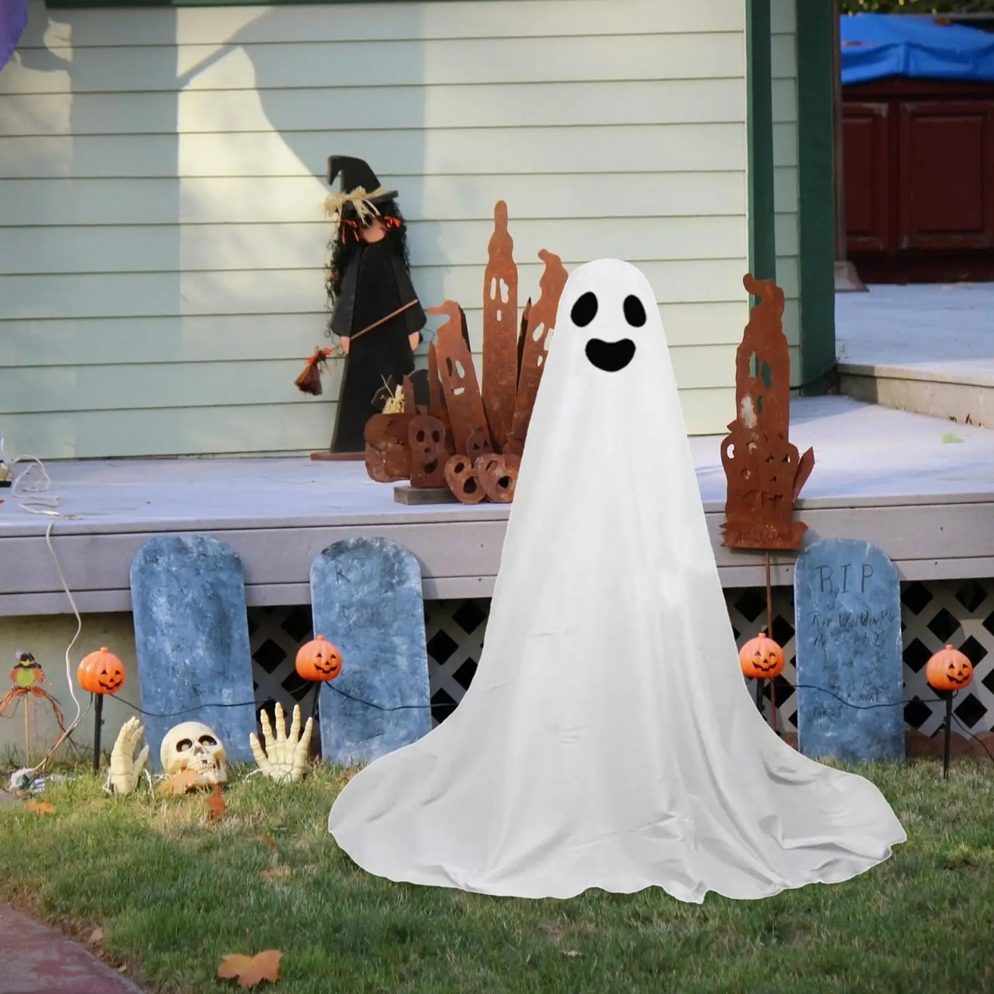 Light Up Ghost Holiday Theme Outdoor Decor 65 Inch Haunted House Ghost Decoration For Outdoor Garden Cemetery Indoor Halloween