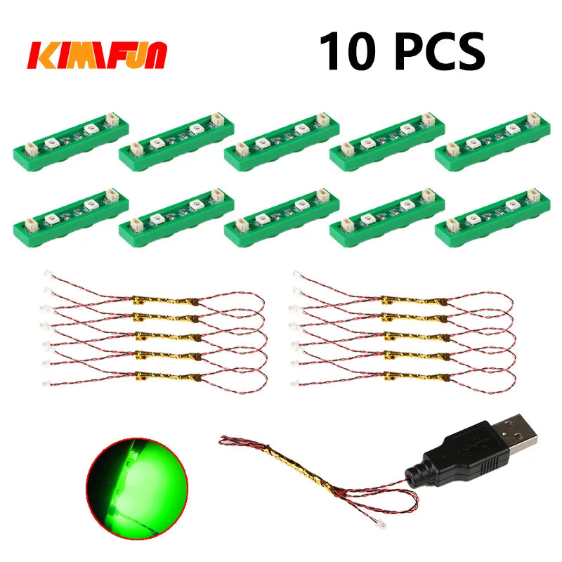 10PCS 0.8mm Pin RGB LED Building Blocks USB Lamp DIY Street Light City Electric Decorate 1X1 Brick Toy Compatible All Brands