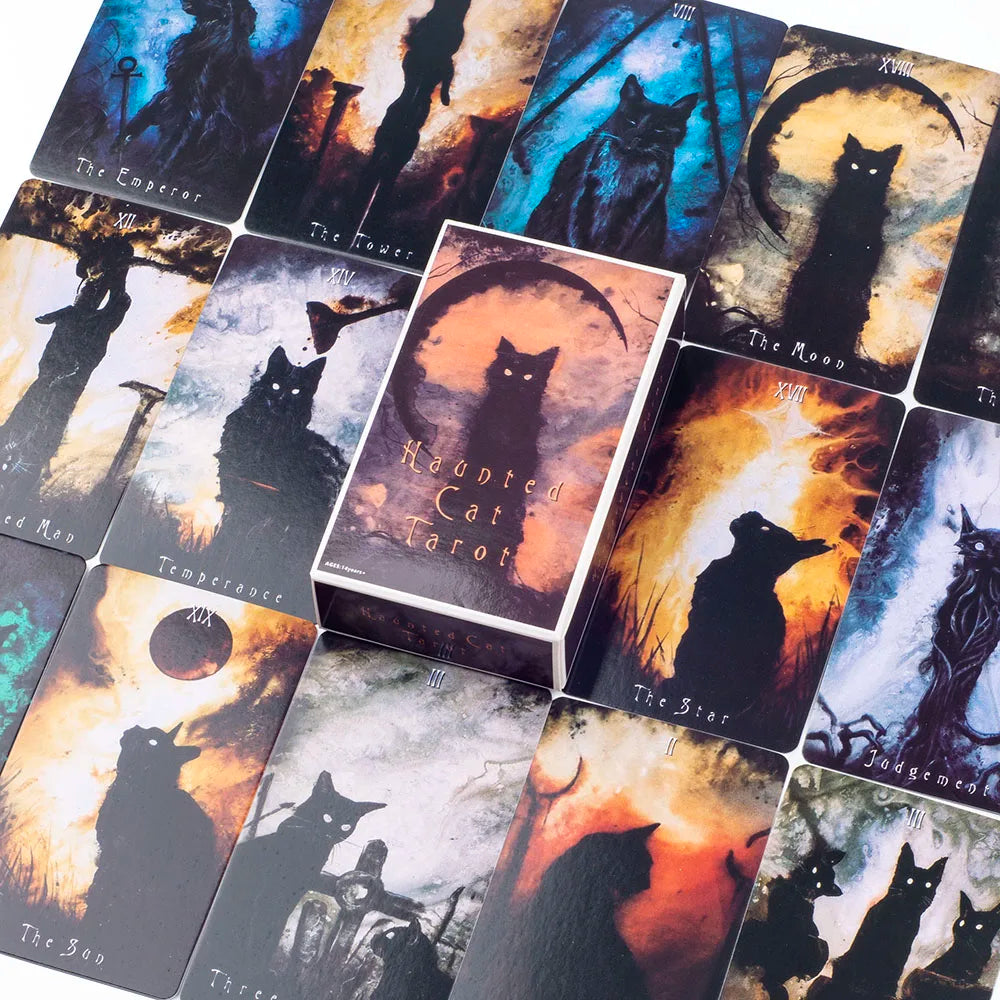 Haunted Cat Tarot A 78-Card Deck for Family Party Tabletop Games  Oracle Set for Precognition & Divination  Board Playing Games