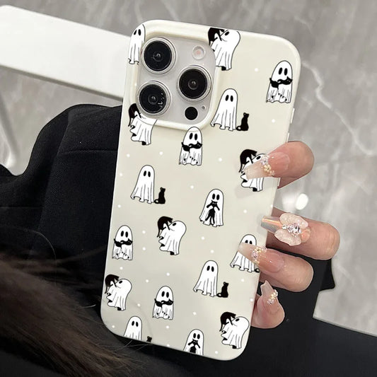Ghost Cat Phone Case For iPhone 17 16 15 14 11 12 13 Pro Max 17 Air 13 1 X XR XS Max 7 8 Plus 16E Shockproof Cover