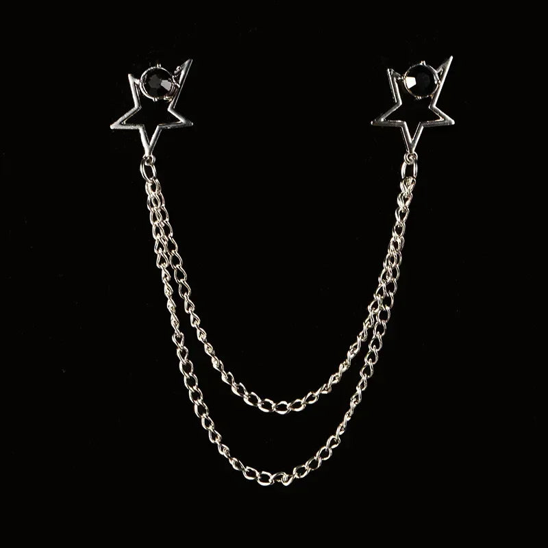 New Fashion Bird Brooch Star Crystal Tassel Chain Lapel Pin Suit Shirt Fashion Clothing Brooches for Women Men Accessories