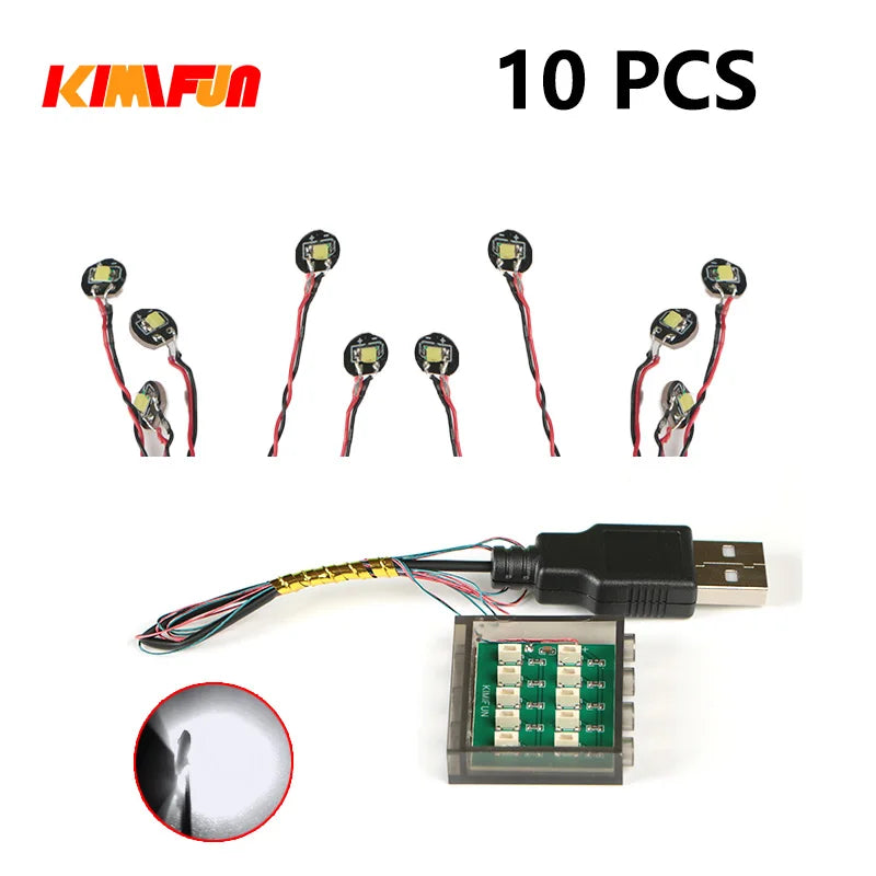 10PCS 0.8mm Pin RGB LED Building Blocks USB Lamp DIY Street Light City Electric Decorate 1X1 Brick Toy Compatible All Brands