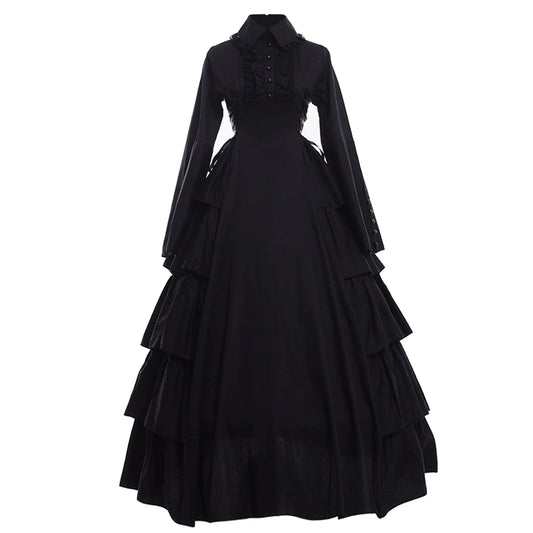 Black Gothic Victorian Dress Steampunk Medieval Renaissance Civil War Ball Gown Costumes