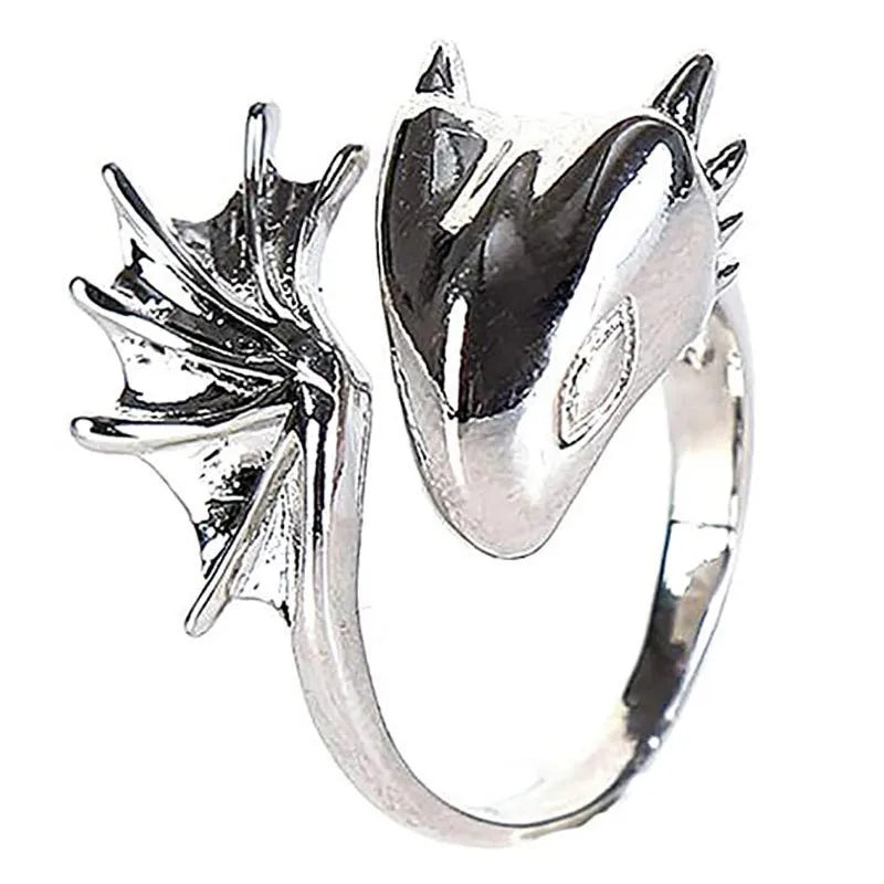 Jisensp Gothic Punk Dragon Ring Men Retro Viking Animal Adjustable Finger Rings for Women Personality Magical Cool Jewelry Gift