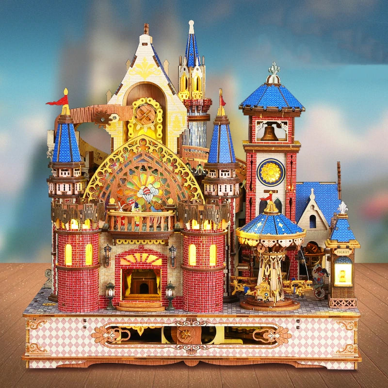 DIY Wooden Miniature Model Kit Annecy Castle Fairy Tale Villa 3D Puzzle Doll Houses With Furniture for Friends Birthday Gifts
