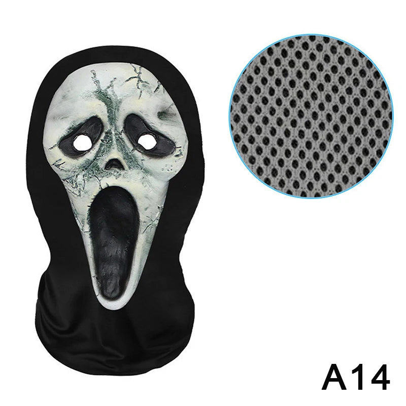 Eerie Ghost White Mask, Halloween Skull Face Costume Accessories, Party Props for Horror Cosplay Masquerade for Adults