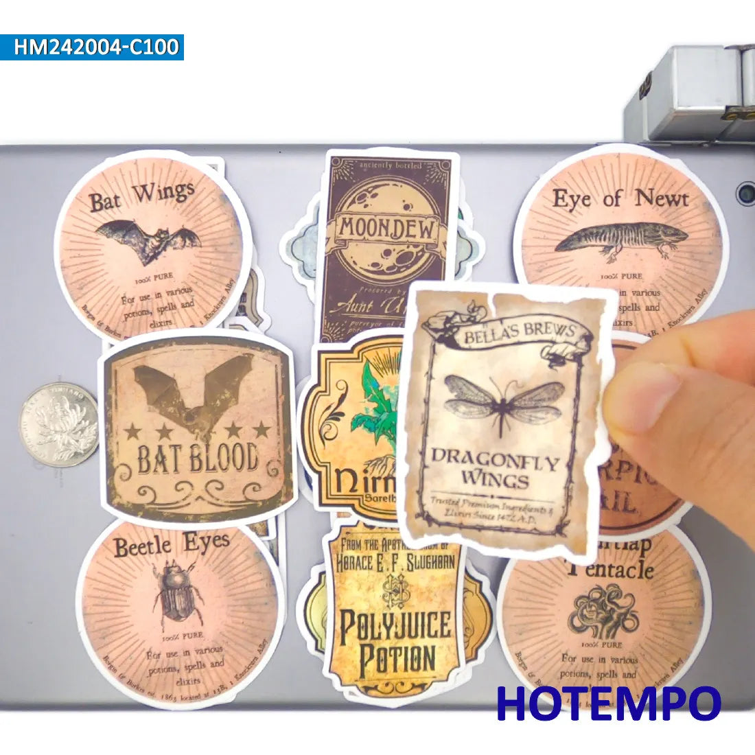50/100PCS Magic Potion Label Stickers Funny Gothic Art Retro Witch Alchemy for Laptop Bottle Cup Luggage Bike Car Phone Sticker