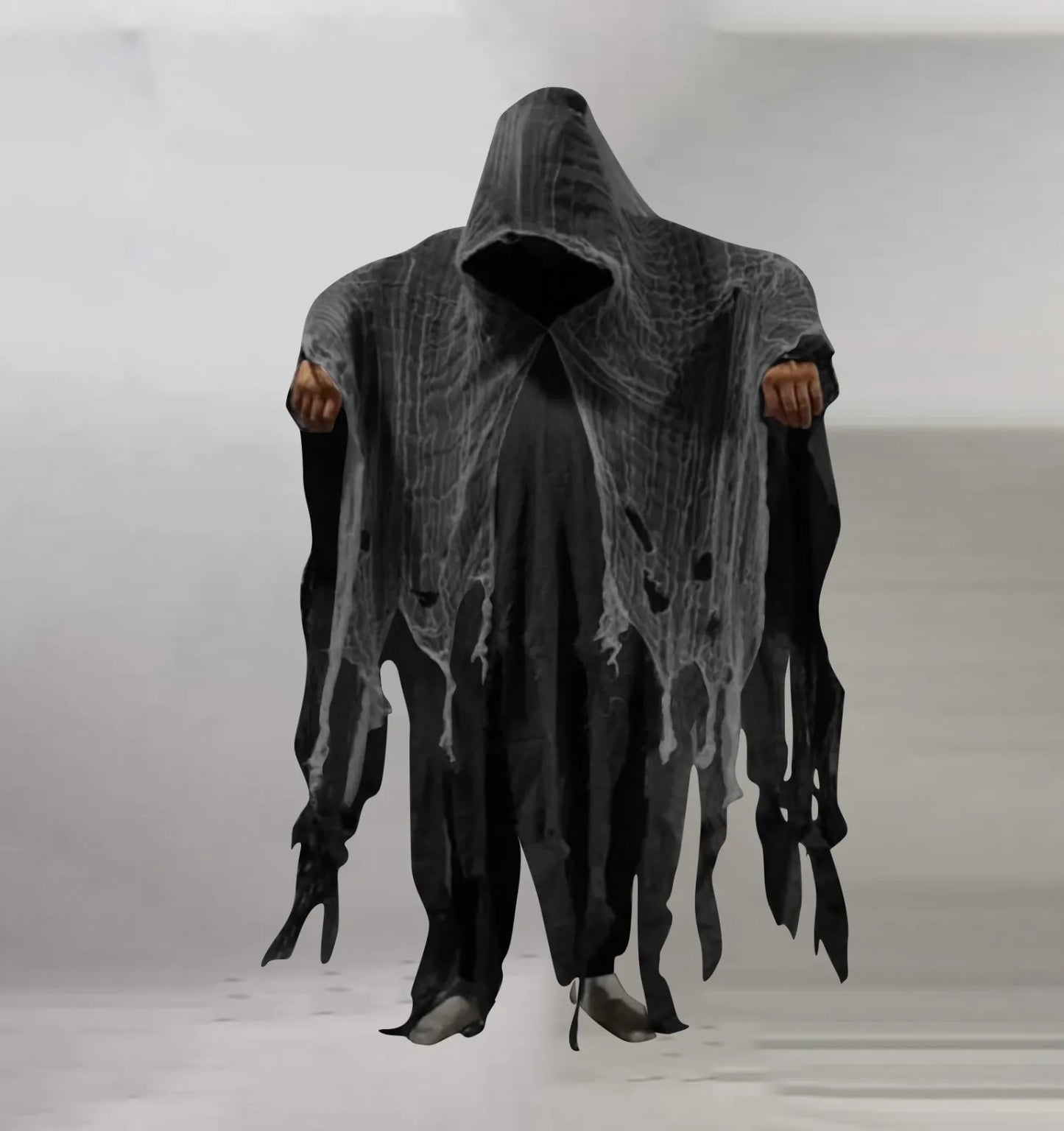 Ghost Death Cloak Horror Zombie Tattered Hooded Capes Halloween Skull Skeleton Cosplay Costume