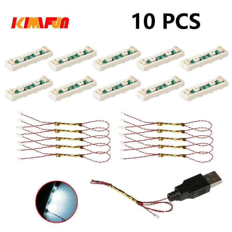 10PCS 0.8mm Pin RGB LED Building Blocks USB Lamp DIY Street Light City Electric Decorate 1X1 Brick Toy Compatible All Brands