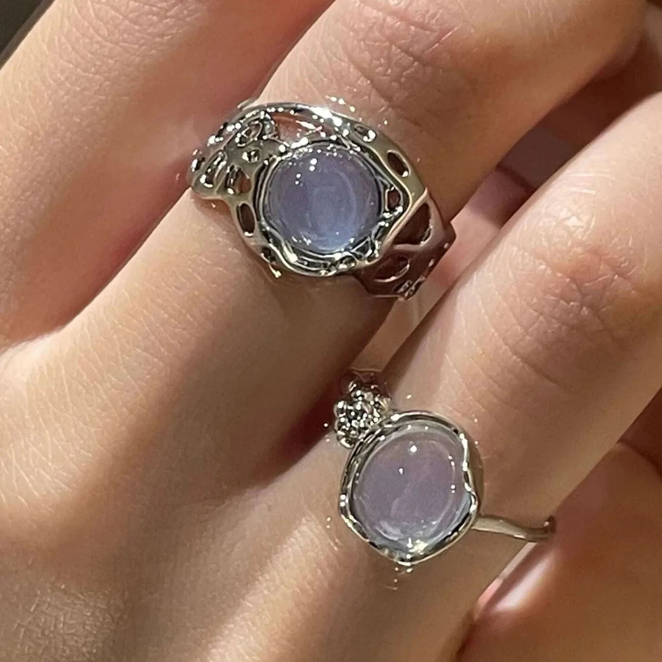 Punk Vintage Metal Liquid Dissolved Butterfly Women's Adjustable Ring Fashion Exquisite Anime Insect Ring Gothic Jewelry