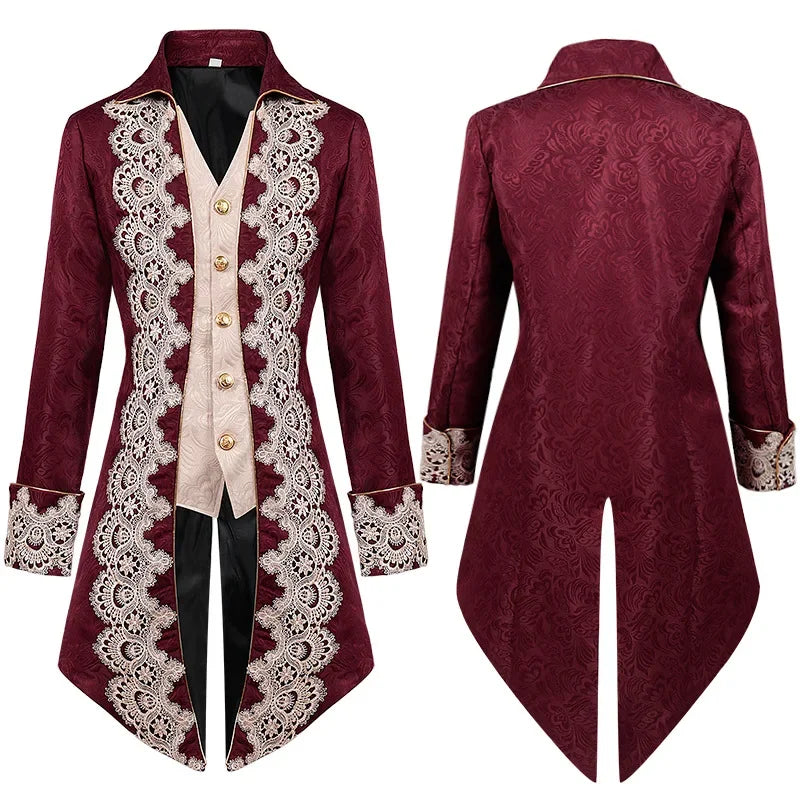 Men woman Medieval Victorian Steampunk Gothic Coat Punk Tuxedo Adult Men Costume Tailcoat Trench Frock Outfit Overcoat Halloween