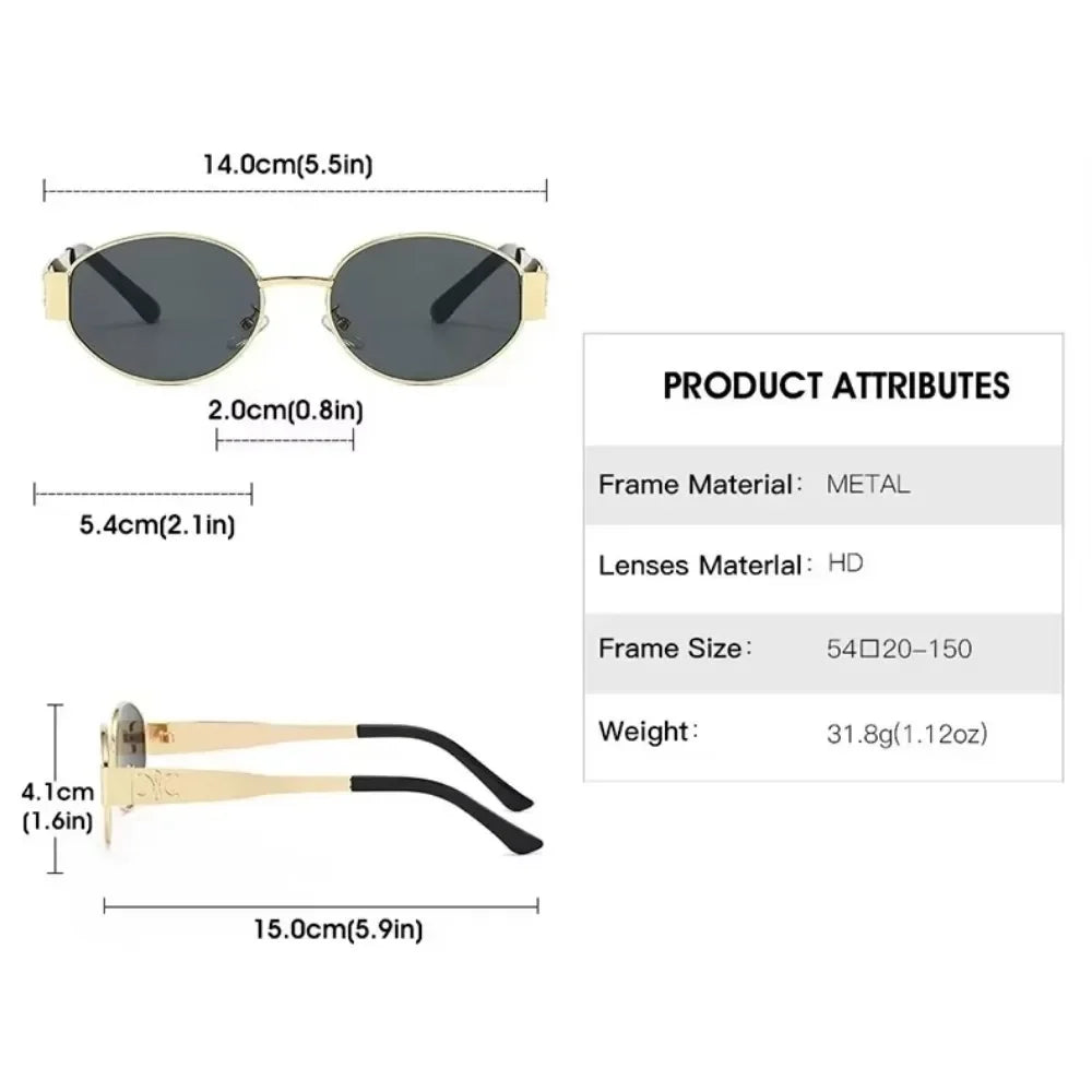 IGSTDRM Luxury Metal Brand Sunglasses for Men and Women Unisex Designer Fashion Sun Glasses Oval Unisex Stylish Eyewear Shades
