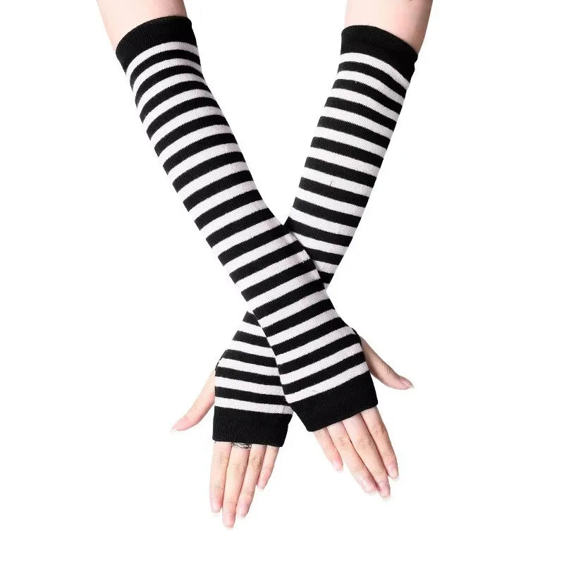 Gothic Anime Soft Knitted Gloves JK Girls Mittens Oversleeve Man Women Fashion Sun Block Cuff Fingerless Arm Warmers