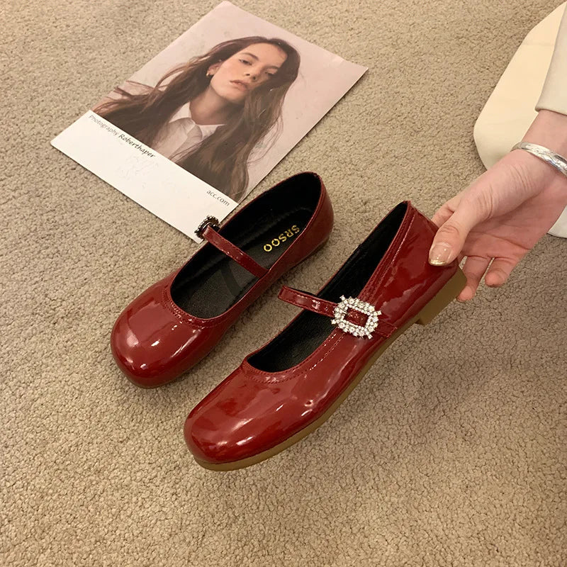 French Style Women's Mary Jane Shoes Spring and Autumn New Fashion Elegant Shallow Mouth Low Heel Dress Shoes Zapatillas Mujer