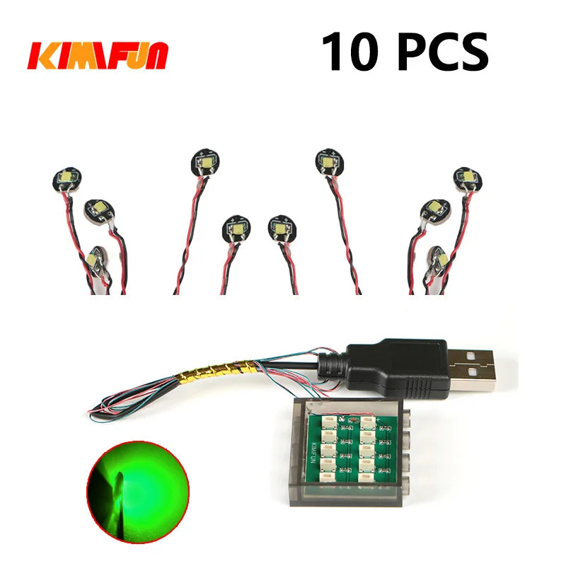 10PCS 0.8mm Pin RGB LED Building Blocks USB Lamp DIY Street Light City Electric Decorate 1X1 Brick Toy Compatible All Brands