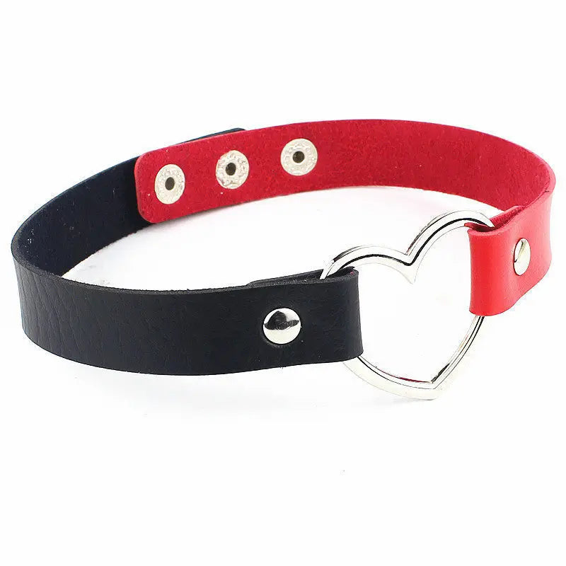 Harajuku Punk Rock Gothic Choker Necklace Women Sexy PU Leather Heart Lock Key Spike Collar Chocker Gothic Cosplay Accessories