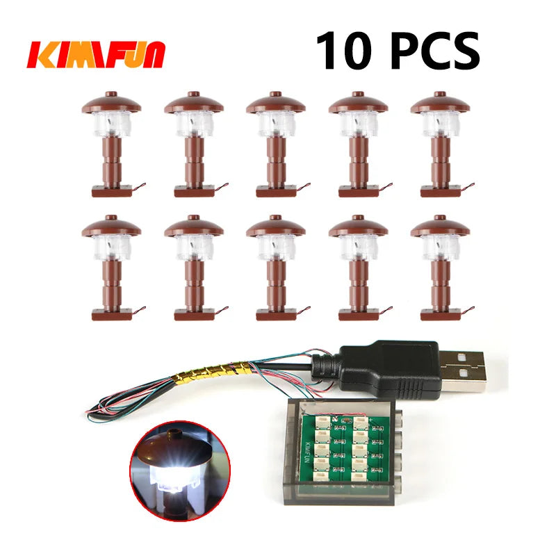10PCS 0.8mm Pin RGB LED Building Blocks USB Lamp DIY Street Light City Electric Decorate 1X1 Brick Toy Compatible All Brands