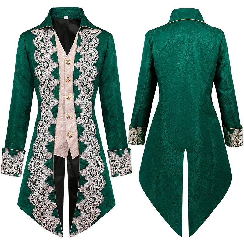 Men woman Medieval Victorian Steampunk Gothic Coat Punk Tuxedo Adult Men Costume Tailcoat Trench Frock Outfit Overcoat Halloween