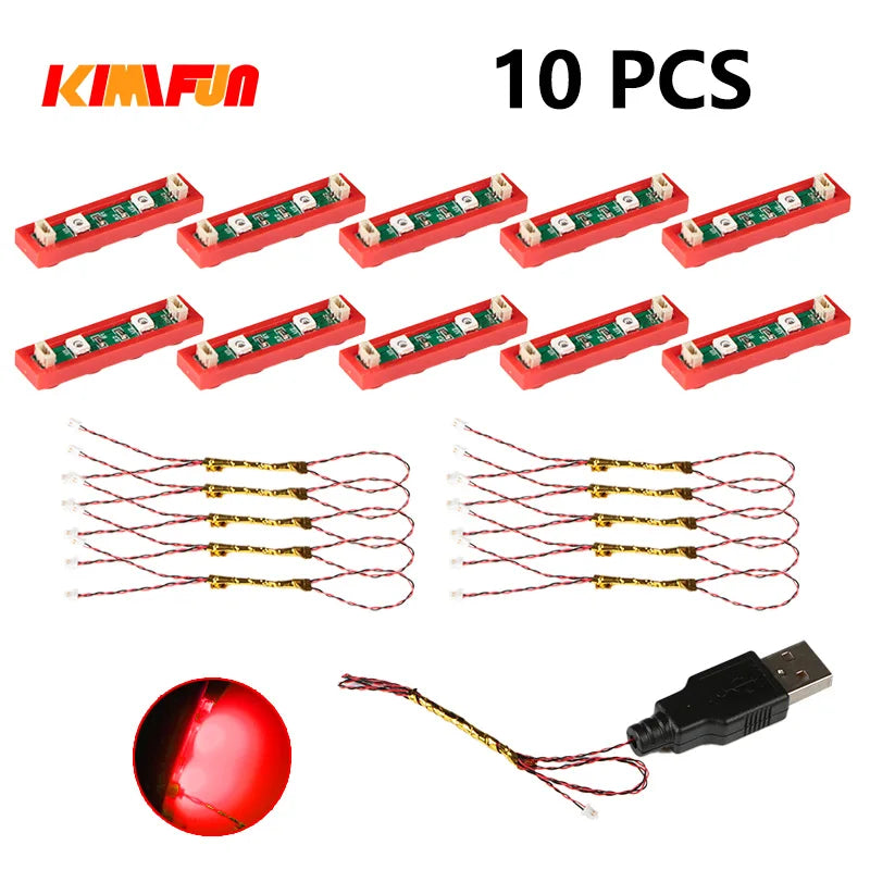10PCS 0.8mm Pin RGB LED Building Blocks USB Lamp DIY Street Light City Electric Decorate 1X1 Brick Toy Compatible All Brands