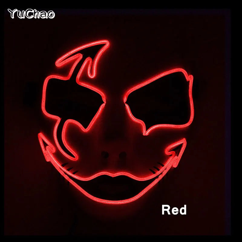 shuffle dance mask luminous purge Mask Demon Slayer glowing Masquerade Cosplay Mask for Halloween horror haunted house props