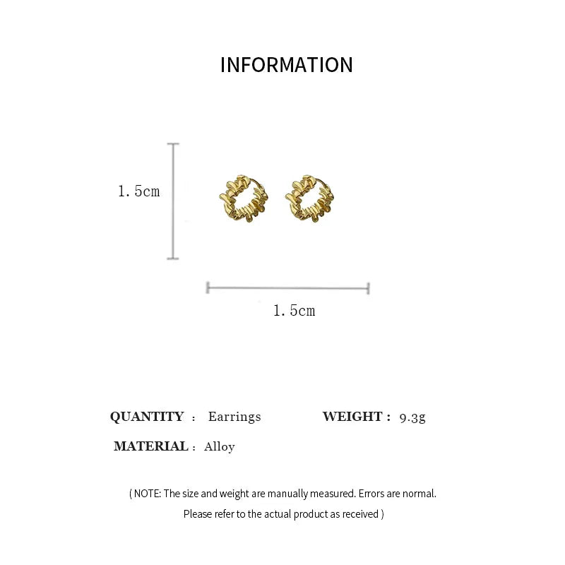 Geometric Irregular Round Hoop Earrings for Girl Unique Design Wrinkled Wave Earring Retro High-end Jewelry Wholesale Daily Wear