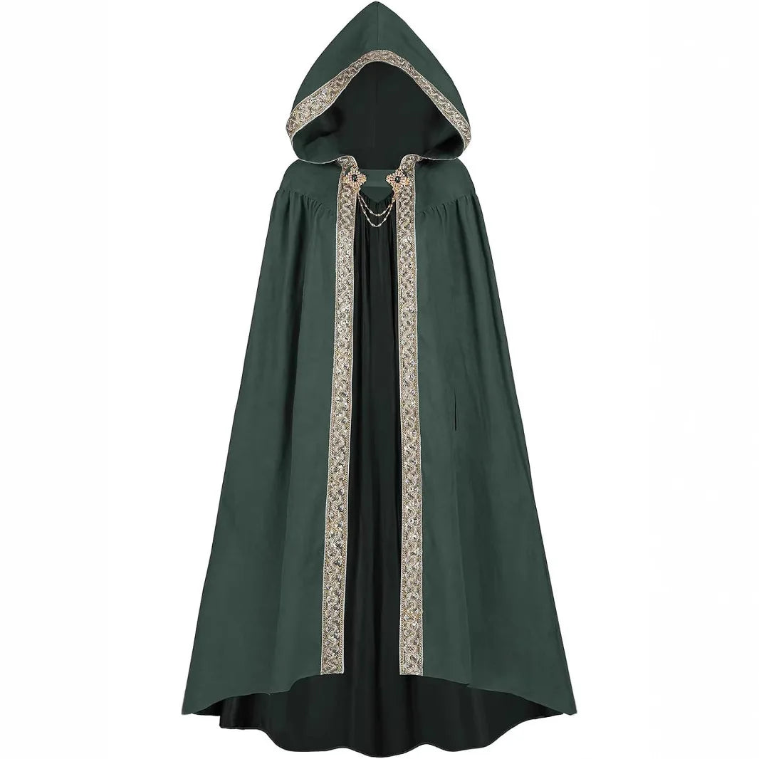 Medieval Clothes Cloak Cape Robe Steampunk Costume Gothic Hood Outfit Men Death Vampire Dark Knight Warrior Cosplay for Adult
