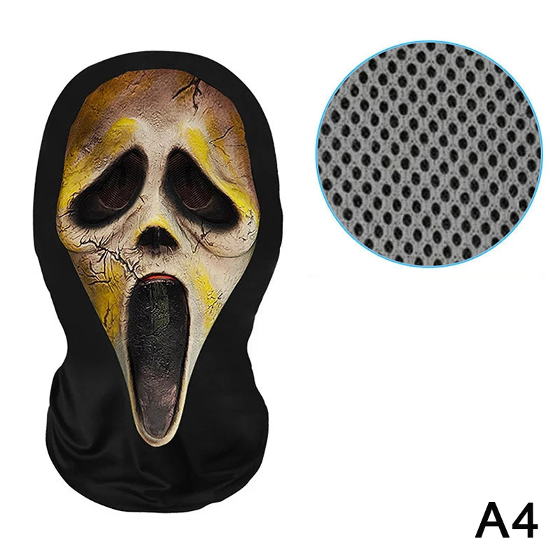 Eerie Ghost White Mask, Halloween Skull Face Costume Accessories, Party Props for Horror Cosplay Masquerade for Adults