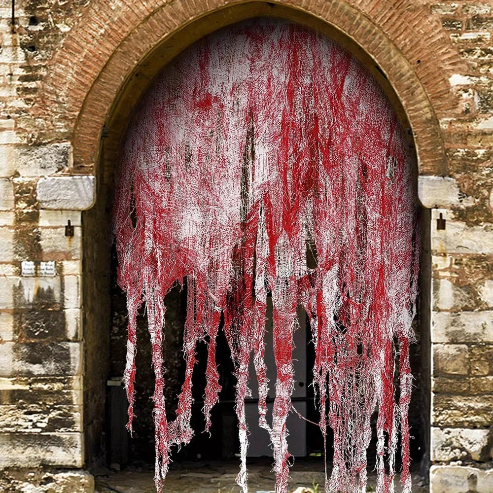 Bloody Gauze Decorations,Horror Bloody Cloth Bandage,Door Curtainsss,Halloween Haunted House Party Props Halloween