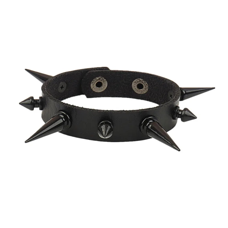 New PU Leather Studded Bracelet Punk Bracelet Adjustable Goth Cuff Bracelet Gothic Rivet Buckle Wristband for Men Women