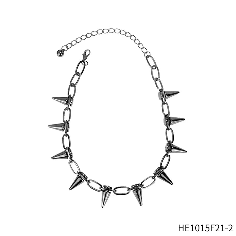 PESENAR New Rivets Chokers Punk Goth Handmade CCB Material Choker Necklace Spike Rivet Necklace Rock Gothic Chokers