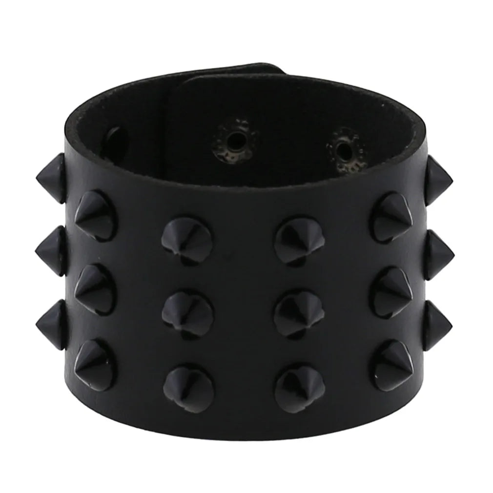 New PU Leather Studded Bracelet Punk Bracelet Adjustable Goth Cuff Bracelet Gothic Rivet Buckle Wristband for Men Women