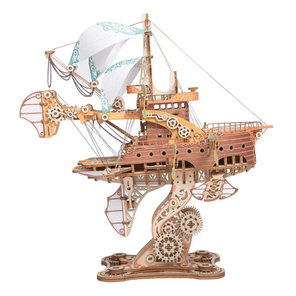 Assembly Fantastic Spaceship Model Miniature Model Handicraft DIY 3D Wooden Puzzle Collection Steampunk Ship Building Block Kits