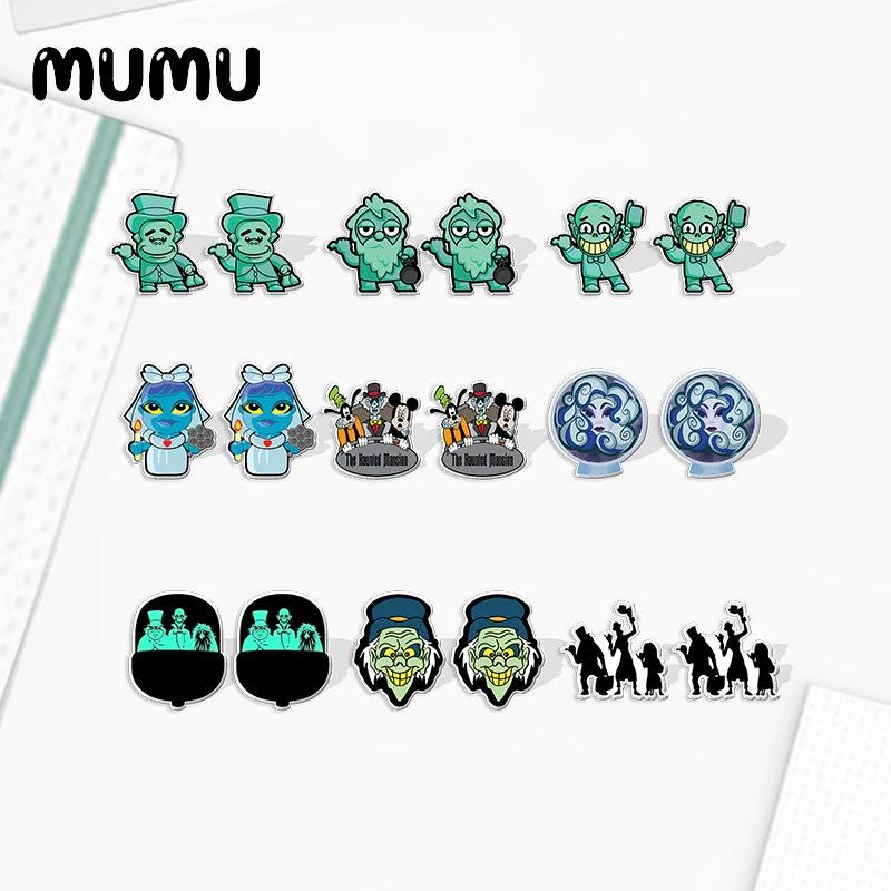 New Haunted Mansion Stud Earring Movie Epoxy Jewelry Resin Acrylic Earrings Handmade Gifts Fans