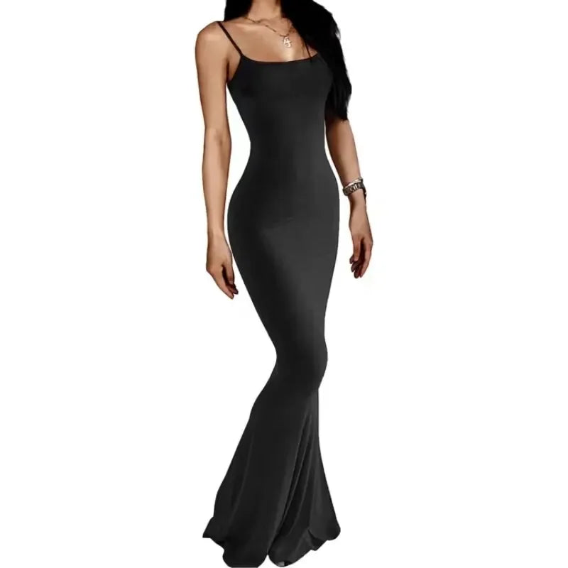 New High Elastic Tight Casual Skirt Sleeveless Sexy Long Suspender Butt Lift Fishtail Dress
