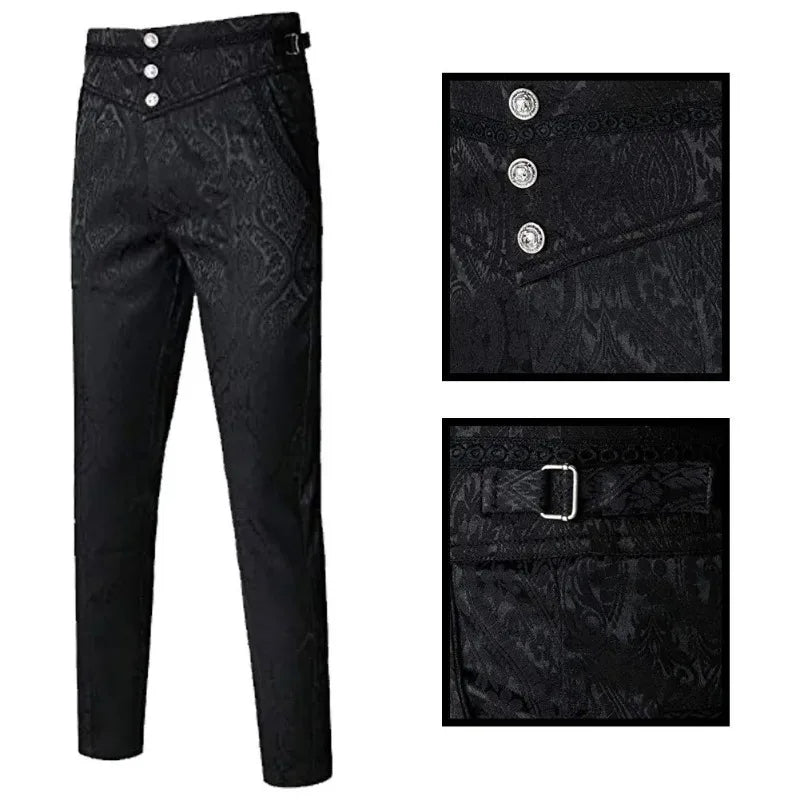 Gothic Pants Vintage Halloween Vampire Cosplay Costume Trousers Steampunk Dark Jacquard Victorian Trousers Men Bottoms