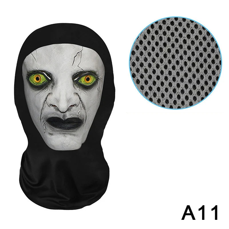 Eerie Ghost White Mask, Halloween Skull Face Costume Accessories, Party Props for Horror Cosplay Masquerade for Adults