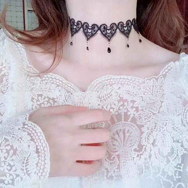 Lady Chokers Leaf Tassel Women Neck Jewelry Accessory Girl Lace Gothic Vintage Sexy Fashion Velvet Rose Beads Flower Necklace