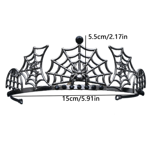 1pc Dark Goddess Gothic Style Niche Design Spider Web Crown Headpiece Makeup Ball Vampire Role-playing Hair Crown Halloween