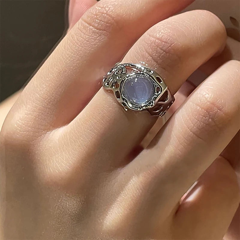 Punk Vintage Metal Liquid Dissolved Butterfly Women's Adjustable Ring Fashion Exquisite Anime Insect Ring Gothic Jewelry