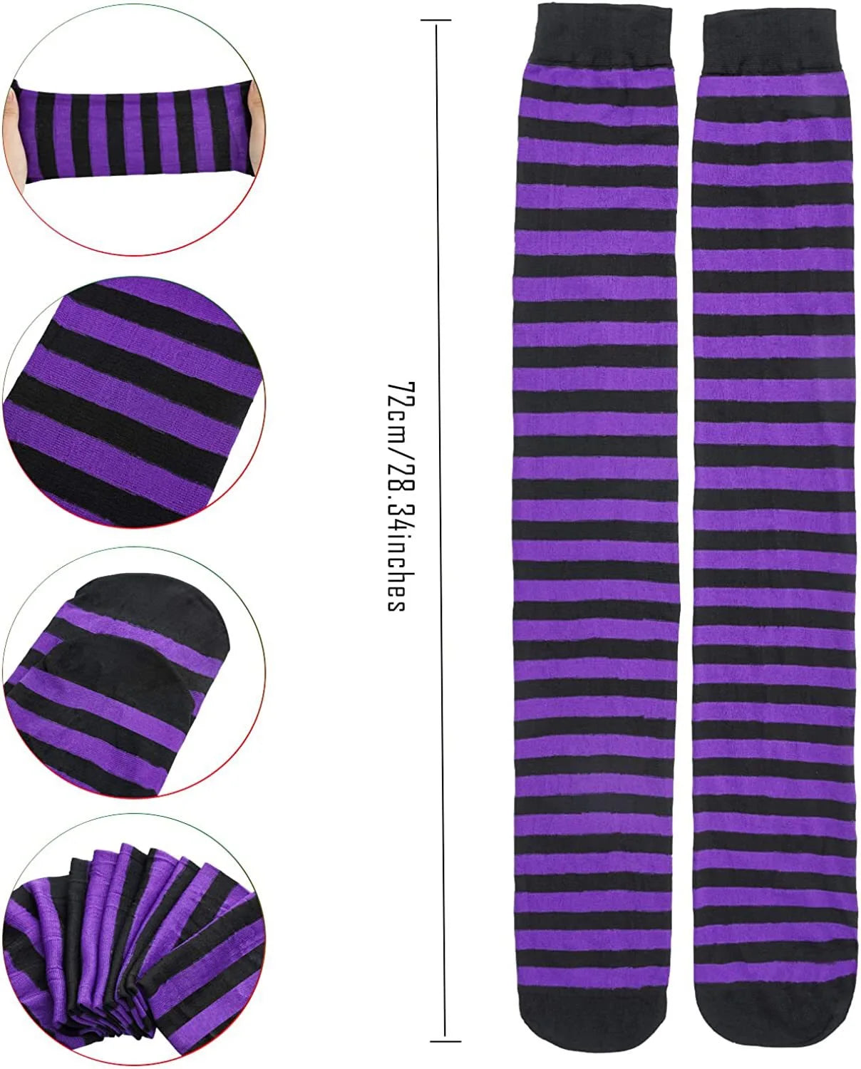 Women Socks Thigh High Overknee Striped Stockings Thin Socks Daily Wearing