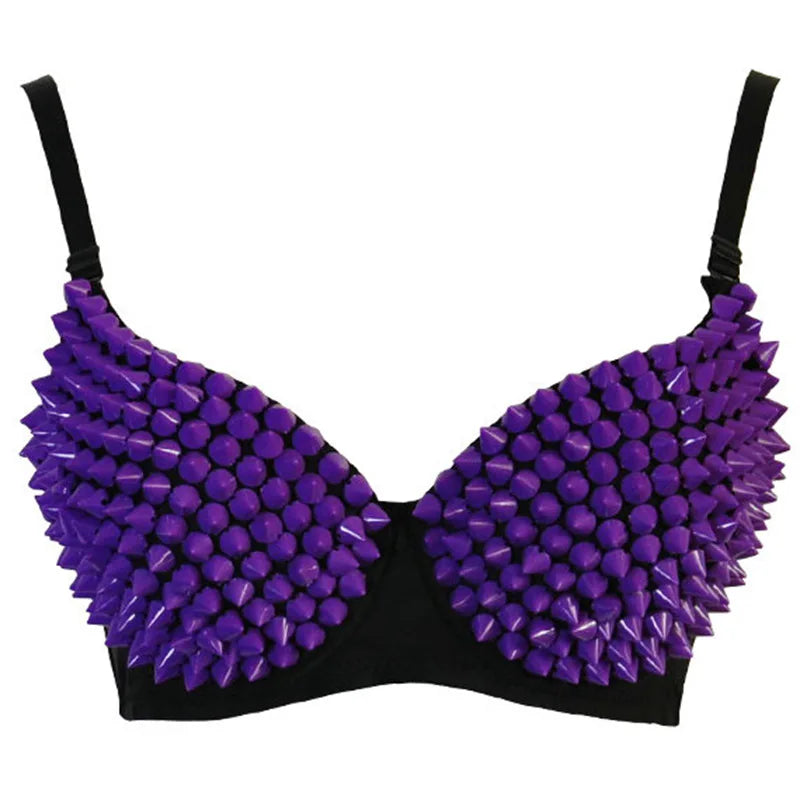Silver Rivets Punk Rave Bralette Lingerie Gothic Bra Top Push Up Brassiere Nightclub Party Bar Fashion Hot Bras For Women