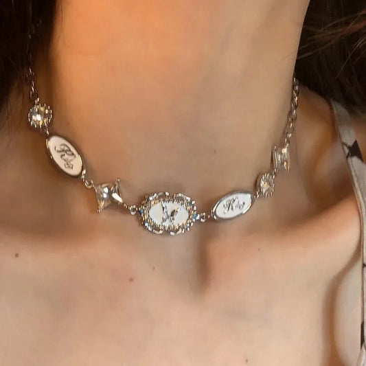 New Trendy Gothic Vintage Harajuku Butterfly Crystal Choker Pendant Chain Necklaces For Women Charm Y2K Accessories Jewelry Gift
